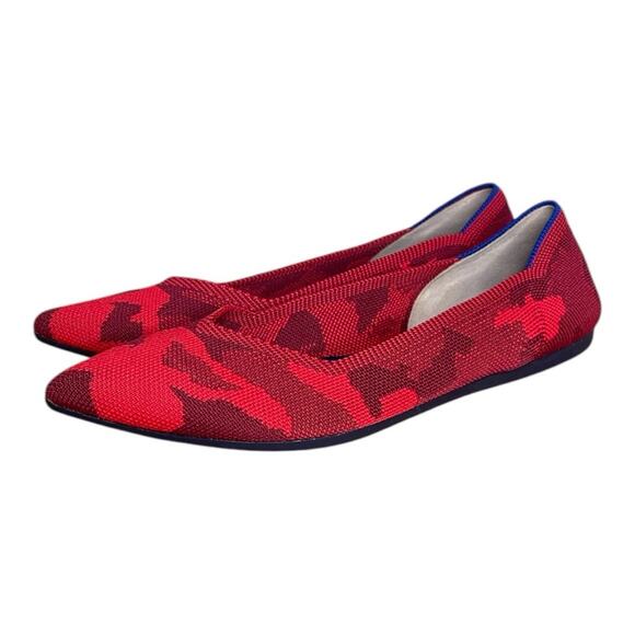 Rothy's The Point in Red Chili Camo Ballet Flats 10 - Picture 1 of 10